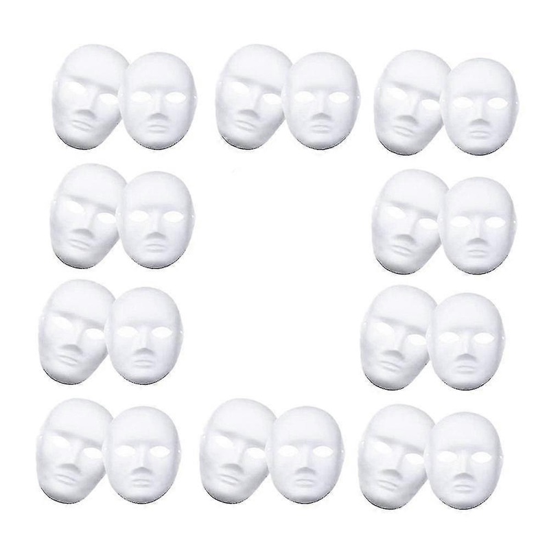 White Mask,12pcs Full Face Mask Blank Diy Mask Dance Cosplay Party Plain Masquerade Paper Mask To D