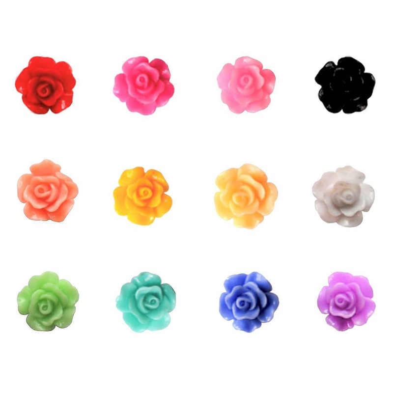 100 pieces Rose Embellishments for Nail Art Charm or jewelry making, 3D with Flat Back Res