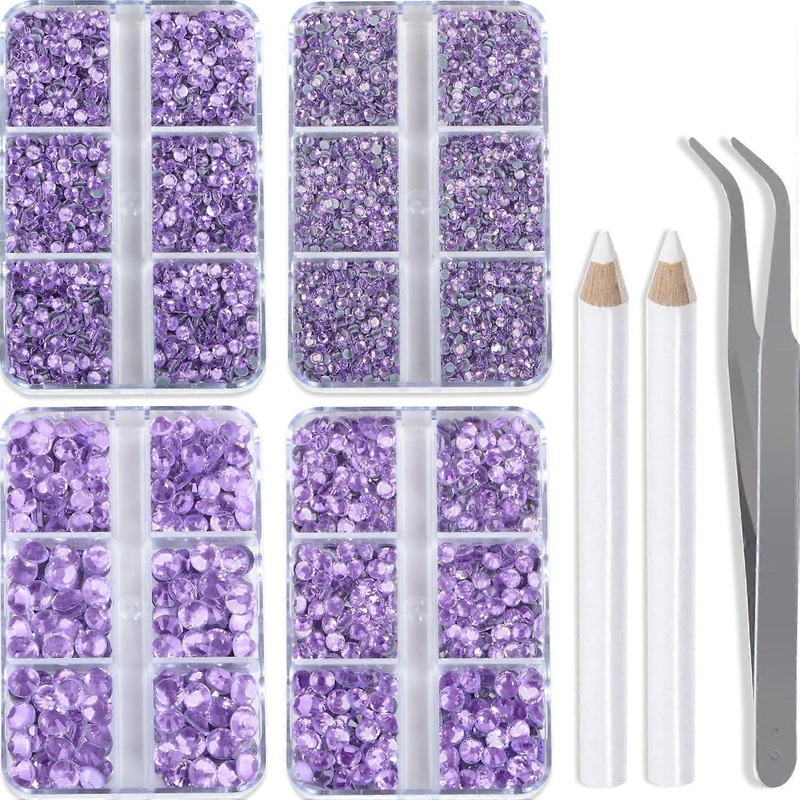 10000 Pieces 5 Mixed Size Violet Hotfix Rhinestones for Crafts Clothes Nail Art