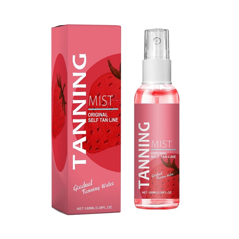 100ml Strawberry Tanning Spray: Contains hyaluronic acid for natural tanning.