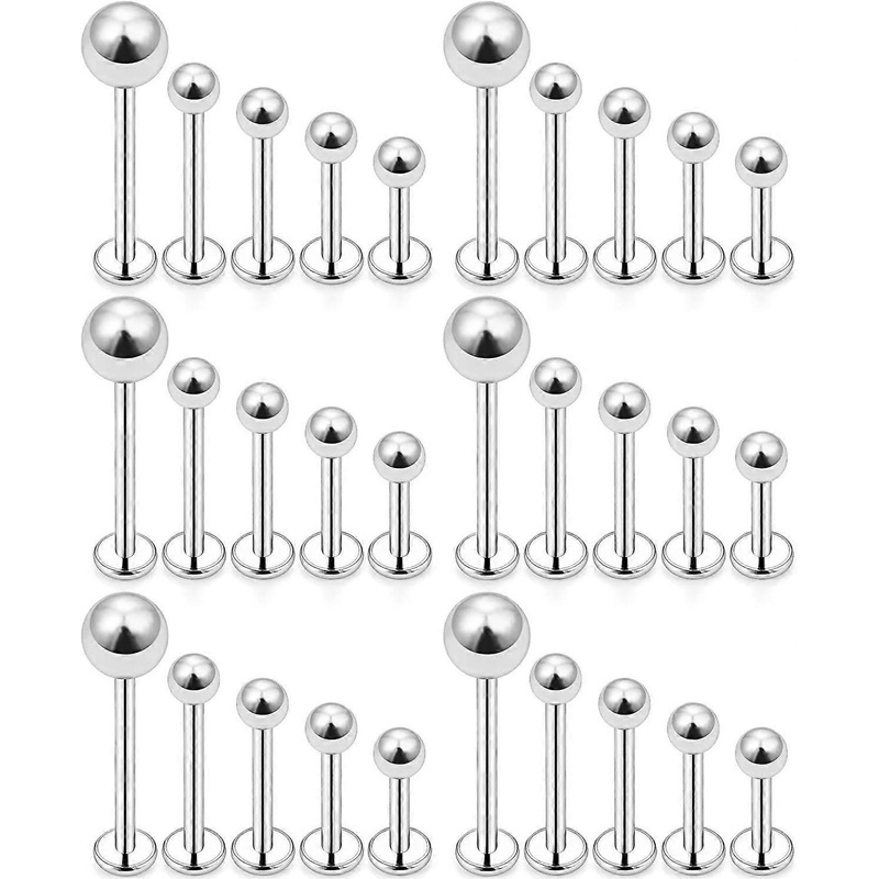 15-30PCS 16G Surgical Steel Labret Studs Monroe Lip Rings Cartilage Tragus Nail