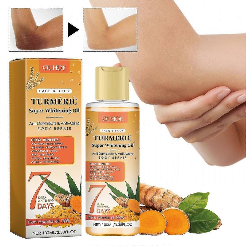 All Natural Turmeric Skin Brightening Oil for Dark Spots, Clear Skin, Fight Acne, Even Ski