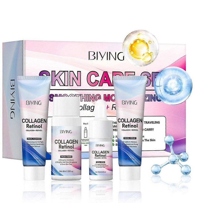 Collagen Retinol Skin Care Set, 4 Pcs Skin Care Set with Cleanser, Serum, Toner & Cream, Skincare Kit for Smooth Wrinkles & FIne Lines, Firming Skin,