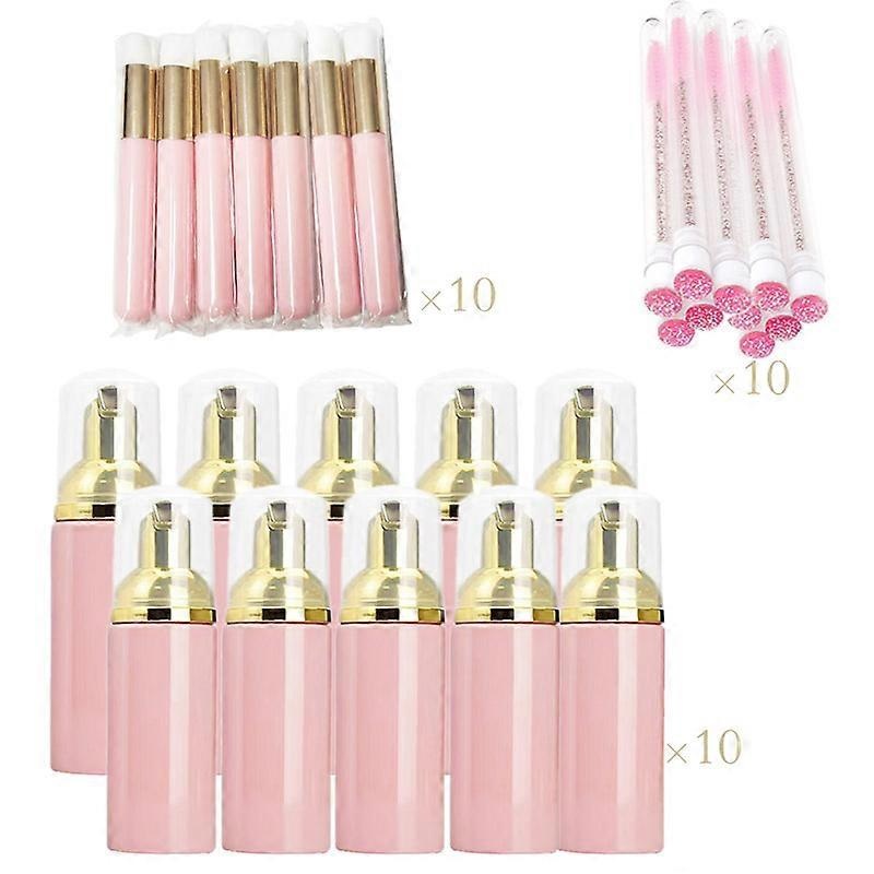 30Pcs/Set Foaming Bottle Dispenser Skin Brush 60ML Eyelash Makeup Bottle Cleanser Soap  Care Tools  Plastic Foaming Pump Bottle