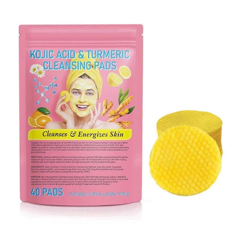 40-160pcs Turmeric Kojic Acid Exfoliating Cleansing Pads Gentle Face Cleanser