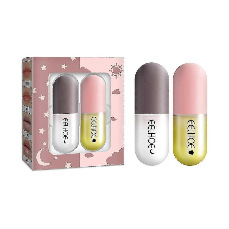 EELHOE 5.5ml x 2Pcs Day & Night Plump Lip Enhancer Natural Lip Care Essence Moisturize Smooth Repair