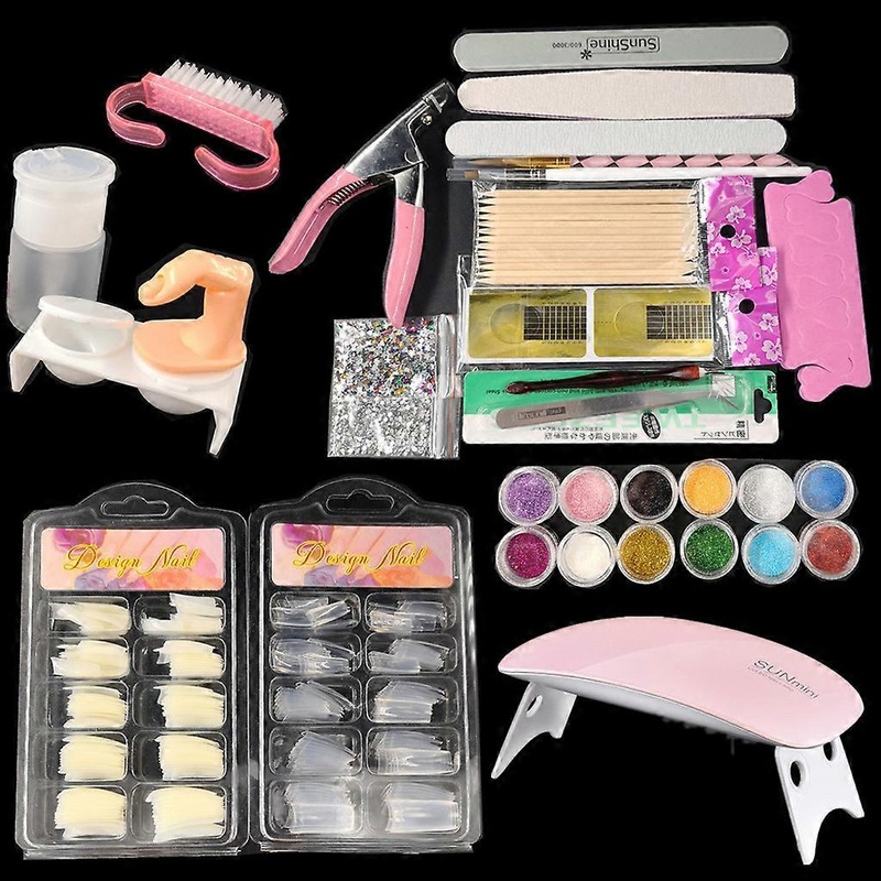 Pro 21 in 1 Acrylic Nail Art Tips Liquid Buffer Glitter Deco Tools Full Kit Set
