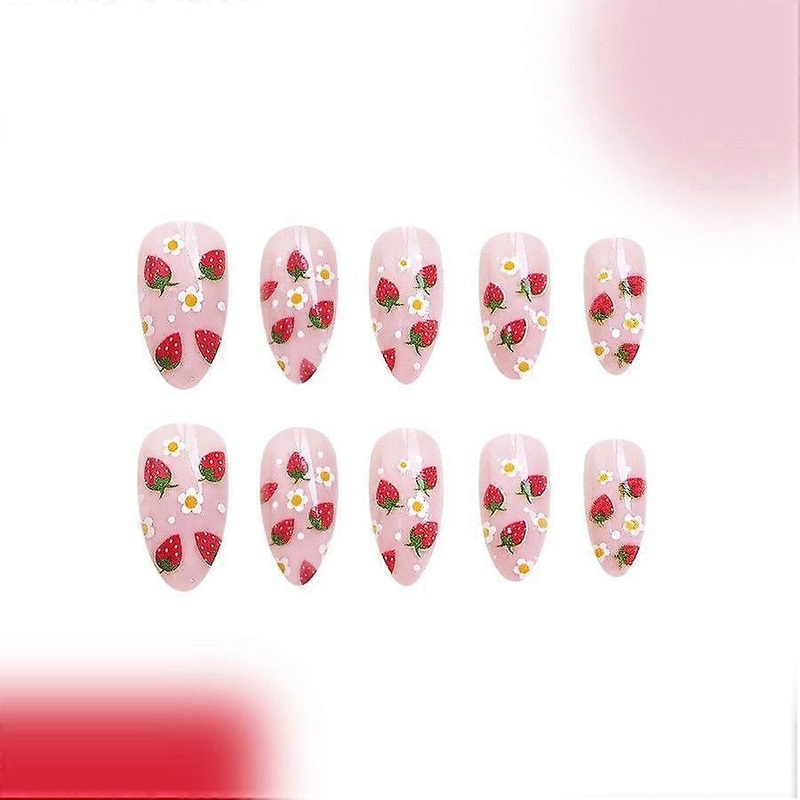 Strawberry  Nail Small Yellow Flower Decorative Nail Film 24PSC