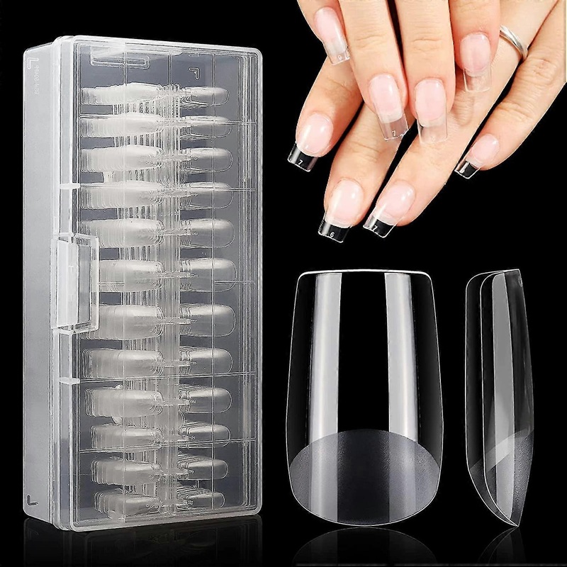 Short Almond Nail Tips, 504pcs Soft Gel Nail Tips, Clear Nail Tips For Acrylic Nails Professional, Full Cover Almond Nail Tips For Nail Extension, Fak