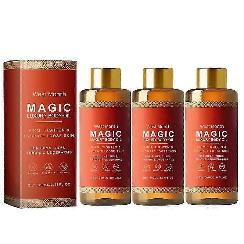 3-Piece Magic Body Oil Set for Smoothing Arms, Chest, Thighs, and Tummy - 100ml Bottle