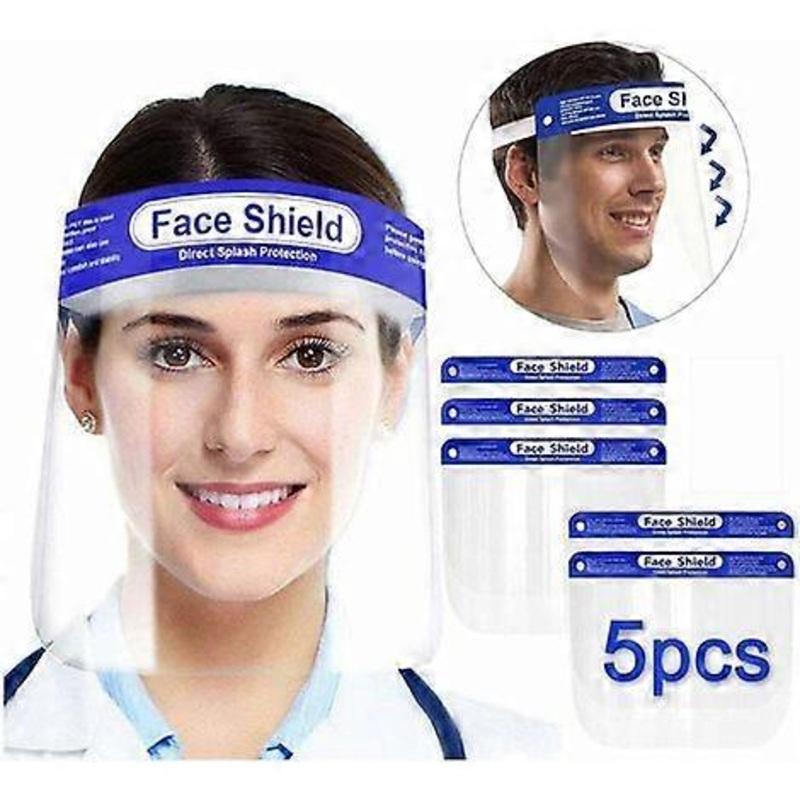 CHAM - AJGFXM Lot de 5 masques de protection antibue transparents 32x22 cm-5 masques lavables et rutilisables