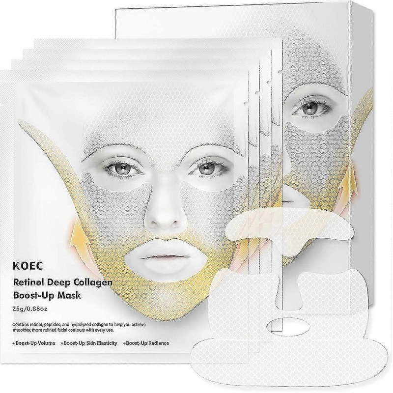 Deep Collagen Retinol Tension Boost Up Face Mask Set - Anti-Aging Lifting Treatment for V-Line, Smile Line & Forehead Wrinkles with Collagen & Retinol