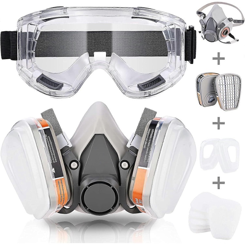 TCGG-Faburo Respiratoire Rutilisable Masque de Protection, Anti gaz, Anti poussire avec Filtres Lunette pour Peinture, Poussire, Particules, Polissage
