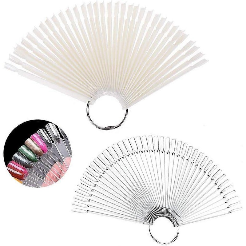 100 Pcs Nail Color Chart, Display Stand False Nail Color Chart Display Sticks Transparent and Natural Nail Color Chart