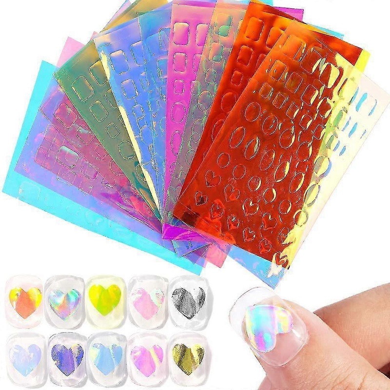 11 Sheets Aurora Nail Foil Crushed Glass Paper Nail Film Laser Nail Decals DIY Nail Art Decoration for Women
