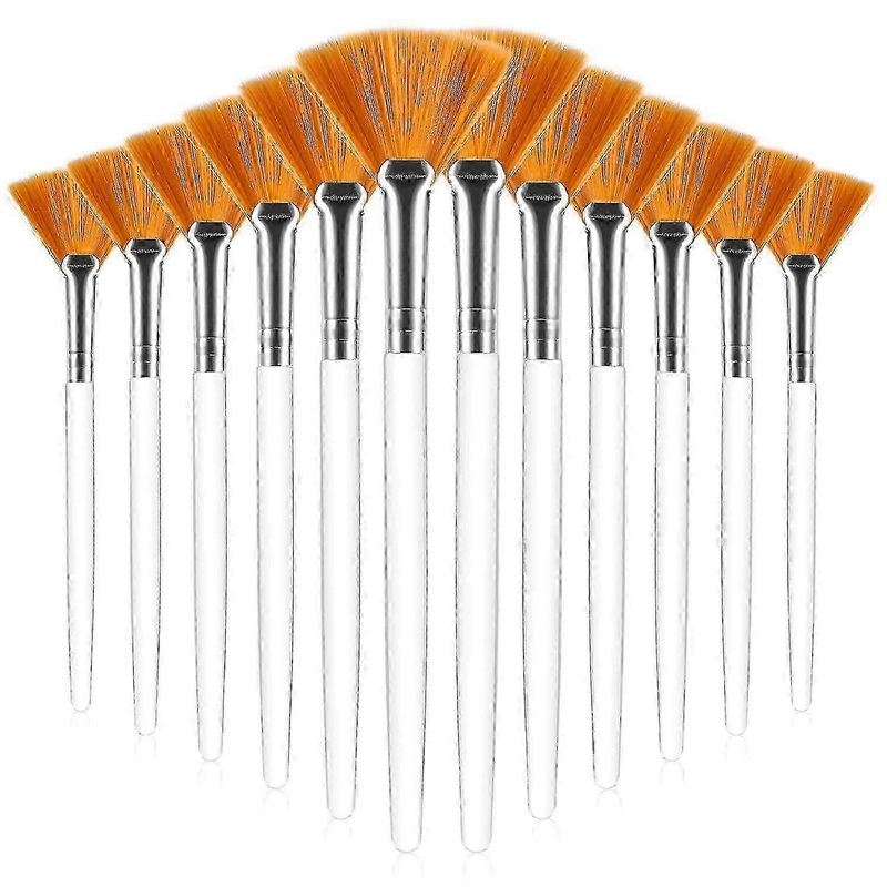 12 Pieces Fan Mask Brush Professional Facial Mask Brushes Synthetic Bristles Hr