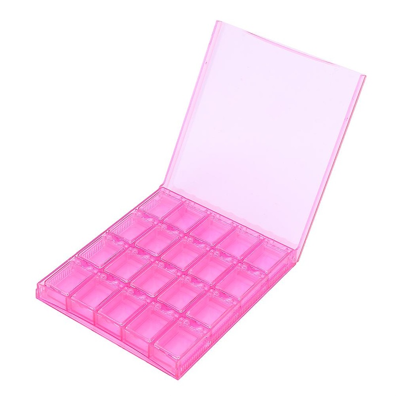 20 Grid Nail Decoration Sequence Organize Box Transparent Empty Nail Art Storage Box (Rose Red)