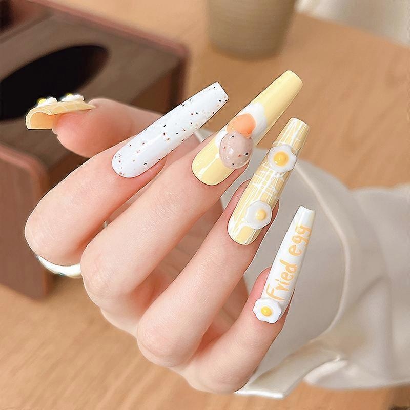 20pcs/Bag Mini Poached Eggs 3D Nail Art Decorations Cute Poached Eggs Nails Charms Designs DIY Resin Nail Accessories
