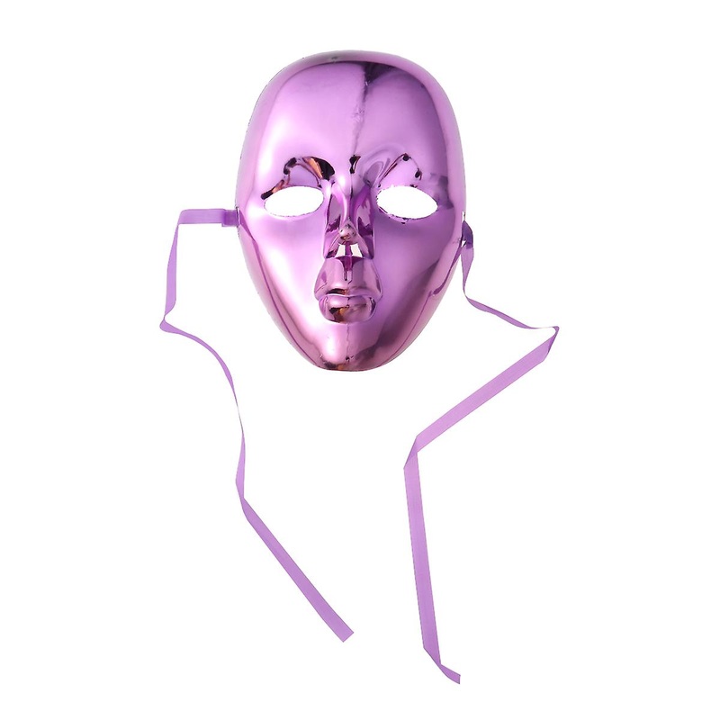 Full Face Masquerade Masks Plated Carnival Face Mask Performance Props with Elastic Head Band(Purple)
