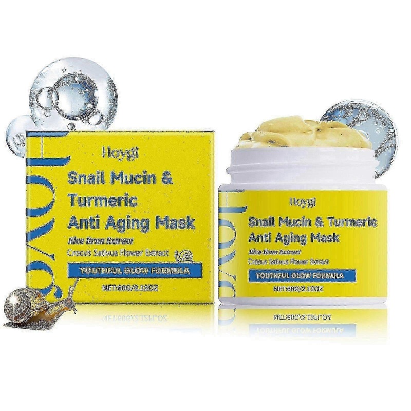 Snail Mucin Turmeric Mask for Face Korean Face Mask Skincare K Beauty Anti Aging Face Mask for Healthy, Youthful Glow - Face Moisturizer for Dull Dry