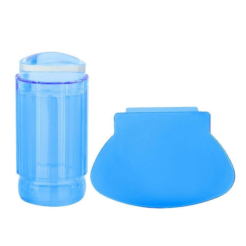 Transparent Silicone Nail Polish Sealing Head Stamper Scraper Nail Art Tool (Transparent Blue)