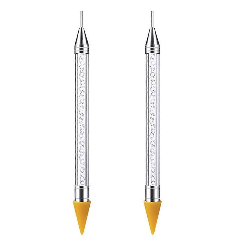 2 pcs Nail Art Acrylic Spot Drill Pen - White makeup, nail art tools