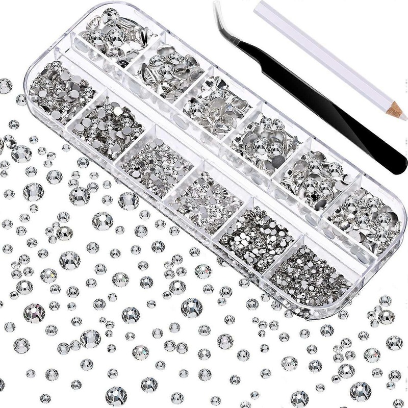 2000Pcs Crystals Strass Nail Jewelry Accesoires Kit Nail Accessories|Rhinestones & Decorations