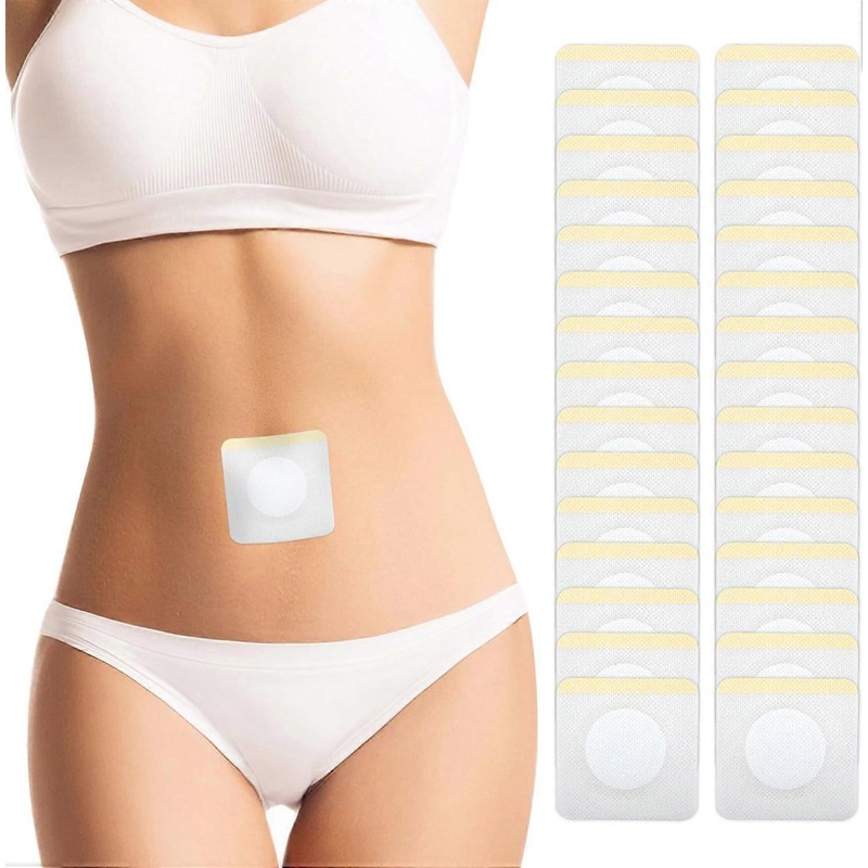 30Pcs Self-Adhesive Castor Oil Pack Wrap for Belly Button,Disposable Highly Absorbent Organic Cotton Castor Oil Packs,No