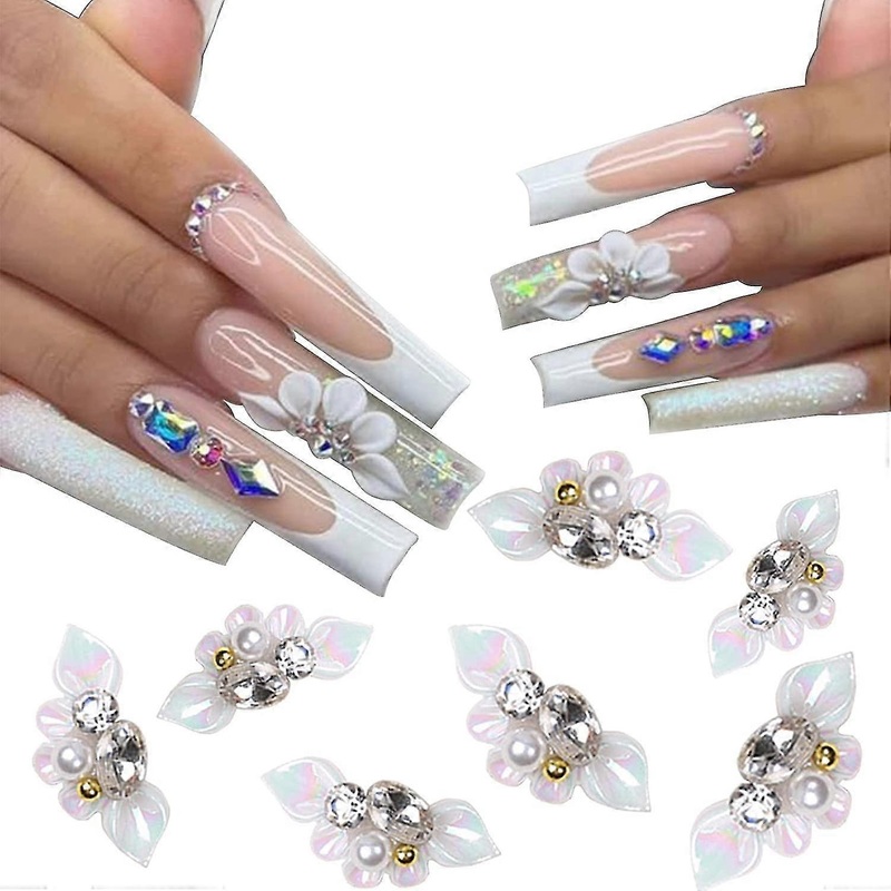 20pcs 3d Nail Charms Flower Nail Art Charms For Nail Gems And Rhinestones For Nail Pearls Crystals Design Nail Art Decorations Nail Jewels Accessories