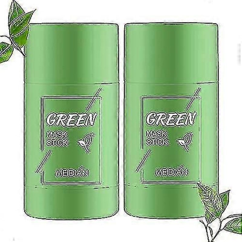 2pcs Green Mask Stick, Green Tea Cleansing Mask Stick Deep Cleansing Oil Control Blackhead Remover, Green Stick