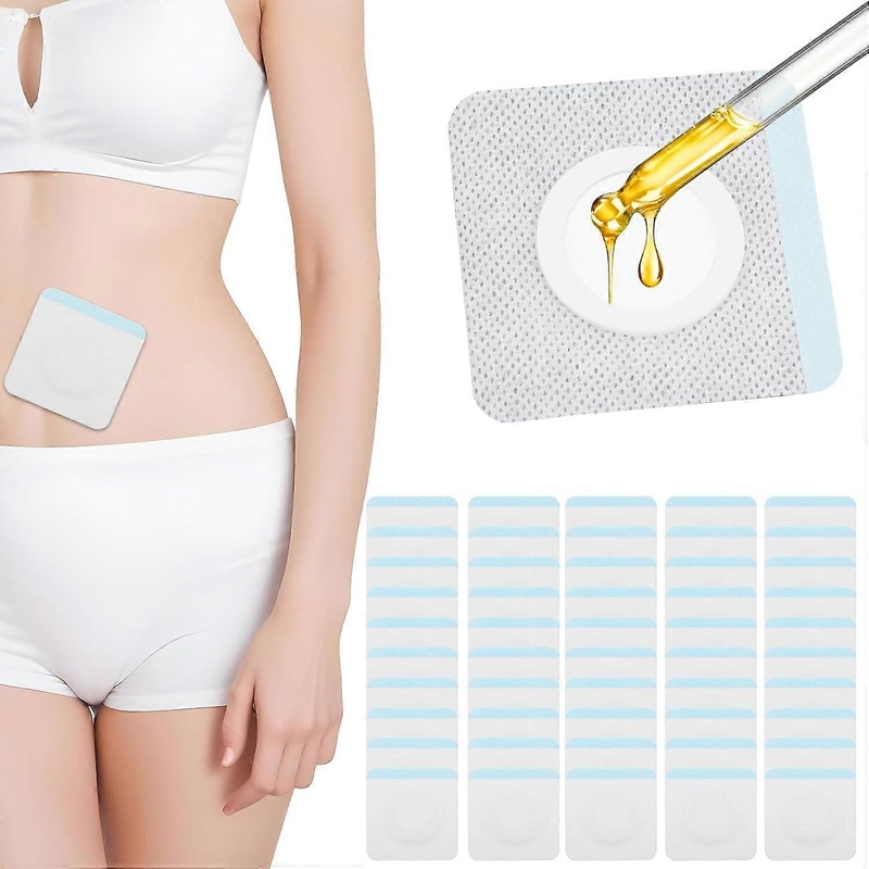 50Pcs Castor Oil Patches, Castor Oil Pack Wrap, Disposable Castor Oil Pack Wrap Belly Button Pads Absorbent Self-Adhesive