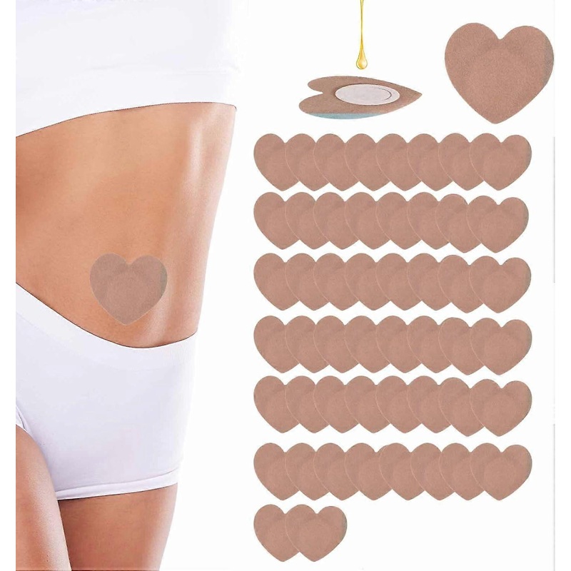 50pcs Castor Oil Wrap for Belly Button, Heart-Shaped Castor Oil Patches Self-Adhesive Spunlace Non-Woven Cloth Belly Butt