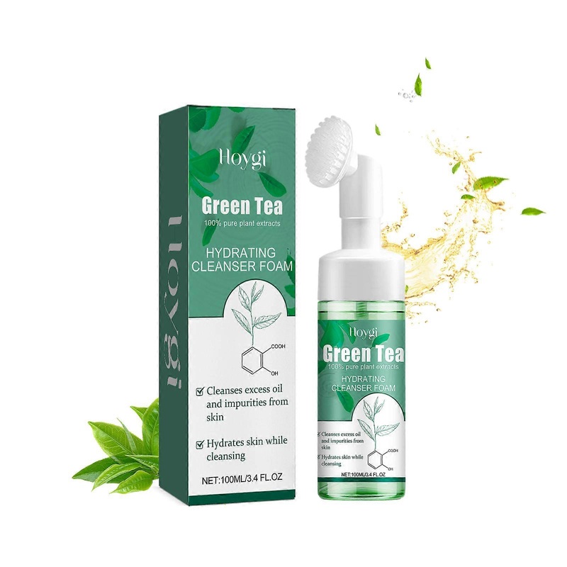 Green tea foaming cleanser deeply cleanses facial skin, fades acne marks, and brightens beauty cleansing milk