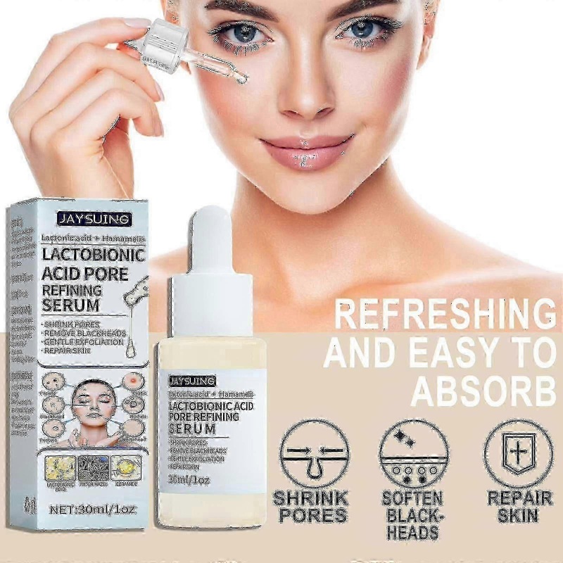 Jaysuing lactobionic acid liquid deeply cleanses, gently removes blackheads, exfoliates, shrinks pores and moisturizes the skin