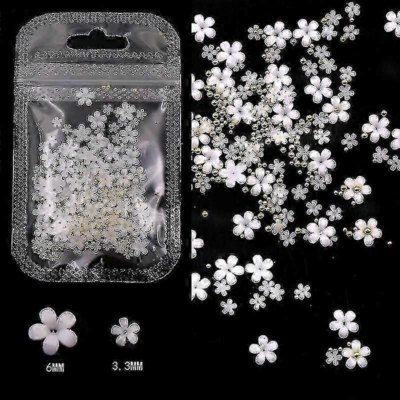 Professional Nail Art Decoration Beautiful White Flower Nail Jewelry Diy Crafts For Nail Art New(golden)