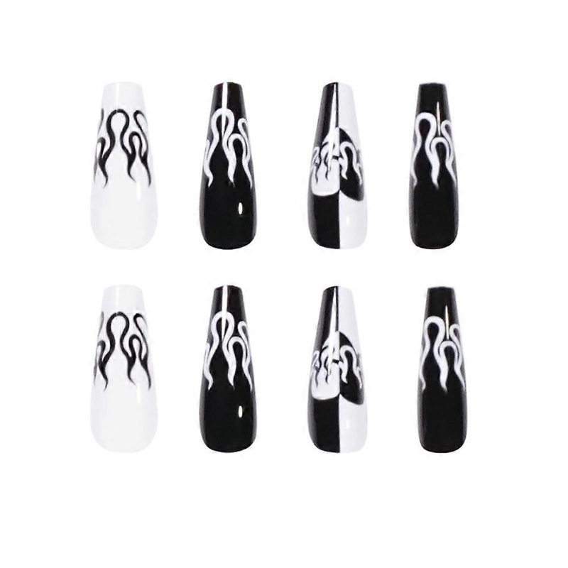 Shiny Fake Nails 24 Pieces Coffin Long Press On Nails