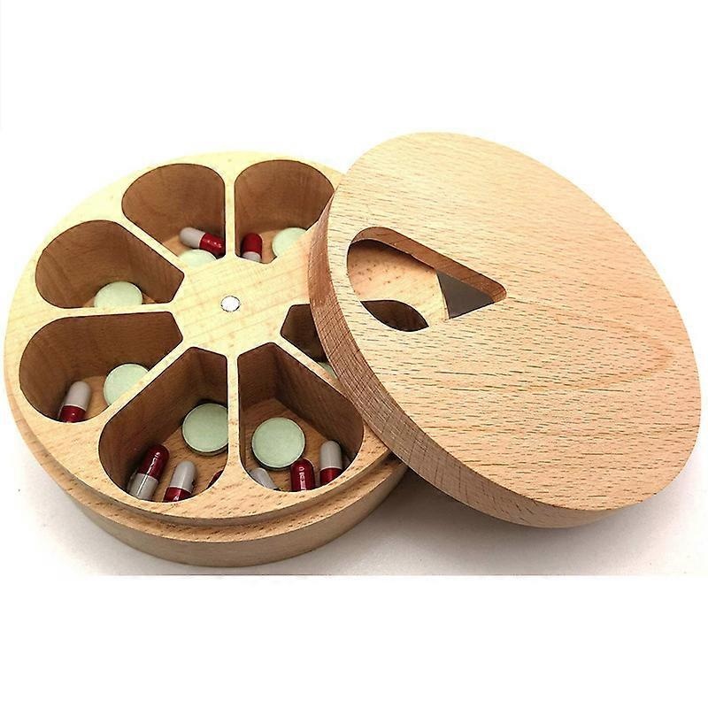 Wood Daily Weekly Vitamin Medicine Pill Organiser Dispensers Reminders Case Box,Nail Art Glitters Crystals Organizer