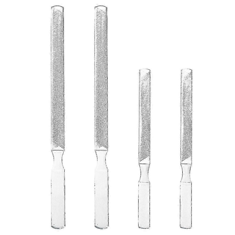 1 Set Of 4pcs Manicure Pedicure Tools Nail Art Grinding Tools Stainless Steel Nail Filers (1pc 13cm 5.1inch Four-sided File 1pc 13cm 5.1inch Double-si