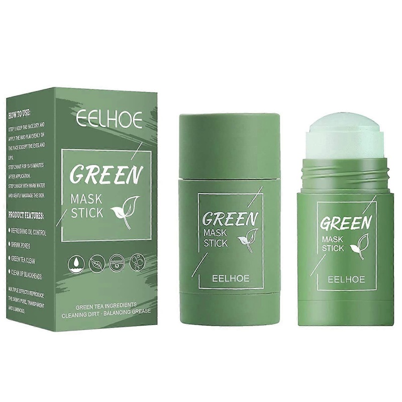 2 Packs Green Tea Mask Stick, Poreless Deep Cleanse Mask Stick, Blackhead Remover, Oil Control, Natural Improves Acne, for Deep Pore Cleansing, Face M