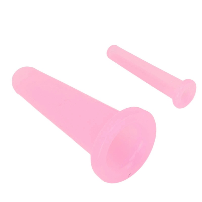 2 PCS Face Cupping Set Mini Silicone Soft Portable Vacuum Suction Massage Cups for Adults Home Use Pink