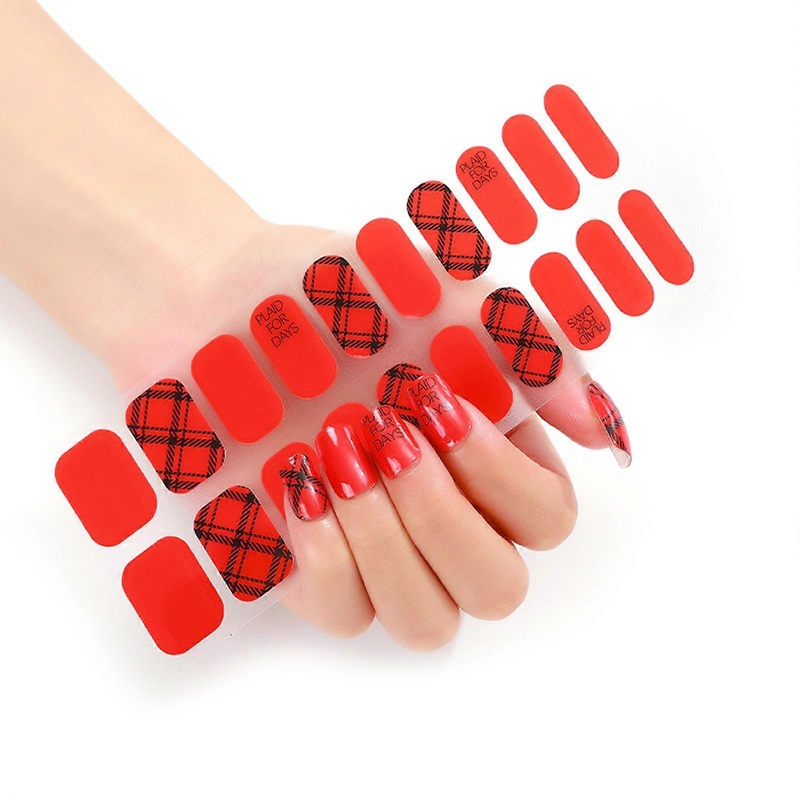 20 Sticker Semi Cured Gel Nail Polish Strips Gel Nail Full Wraps Strips Gel Nail Stickers UV/LED Lamp Required Nail Wrap