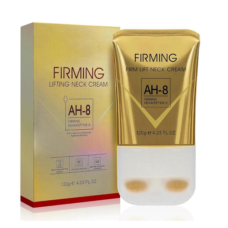 AH-8 Firming Neck Cream for Crepey Skin Care, Double Roller Massage, Skin Tightening Cream, Hexapeptide, Moisturizing, Anti-Aging Neck Cream