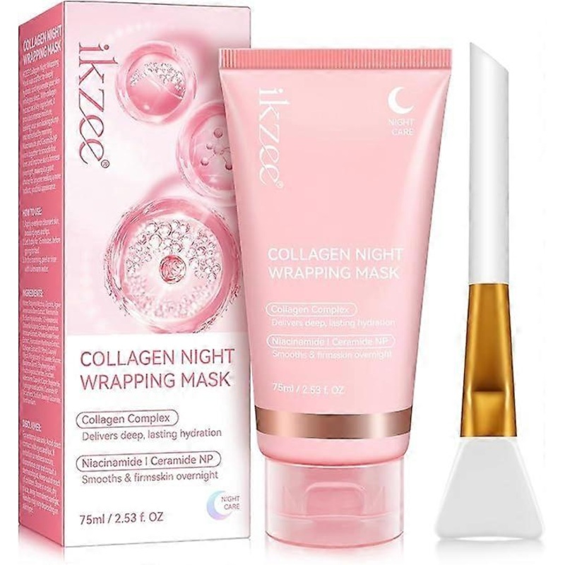 Collagen Night Wrapping Mask, Collagen Peel Off Face MaskMoisturizing Beauty Skincare Mask for Moisturizing, Smoothing and Firming Skin at Night