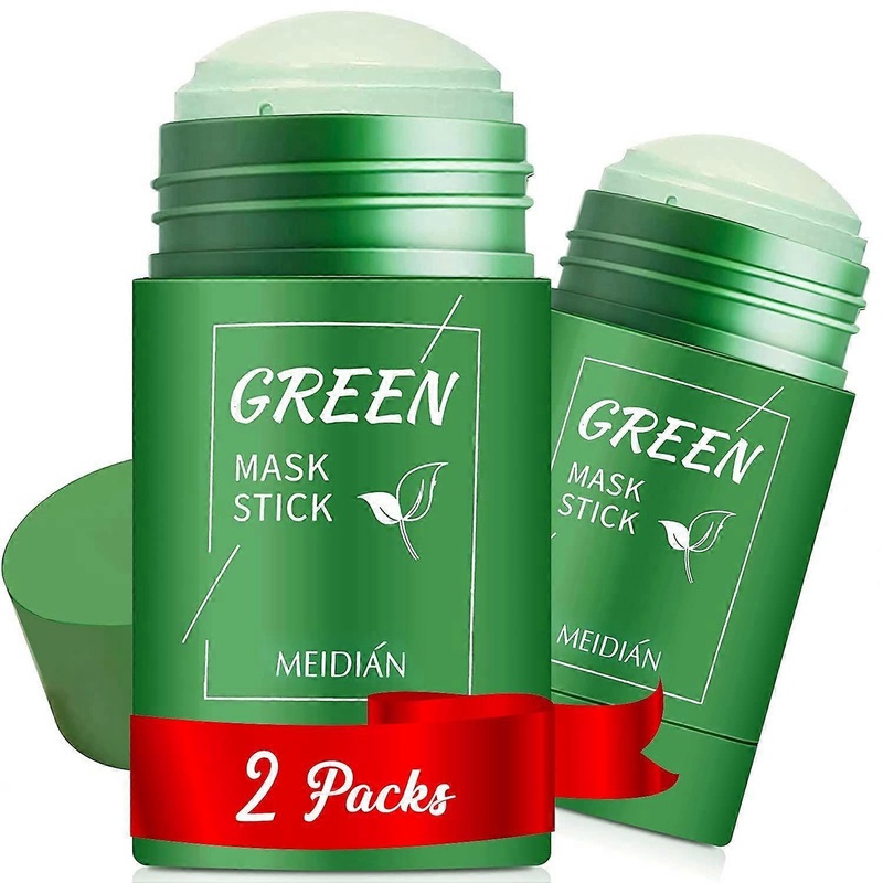Green Tea Mask Stick for Face(2PCS), Blackhead Remover, Green Tea Extract, Deep Pore Cleansing, Face Moisturizing, Skin Brightening for All Skin Types
