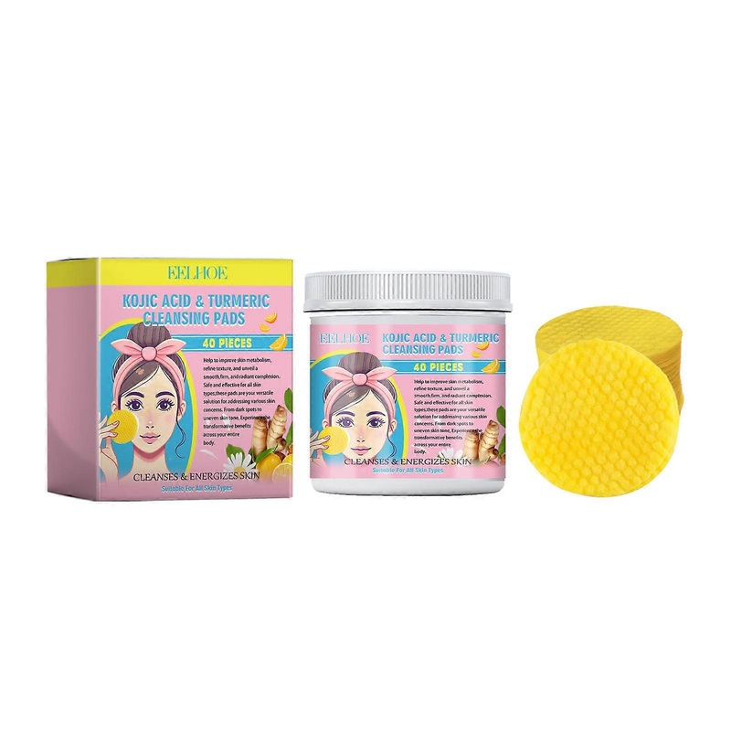 KojicAcid And Turmeric Cleansing Pads Compressed Facial Sponges For Exfoliating 40PCS 20ml PU8689