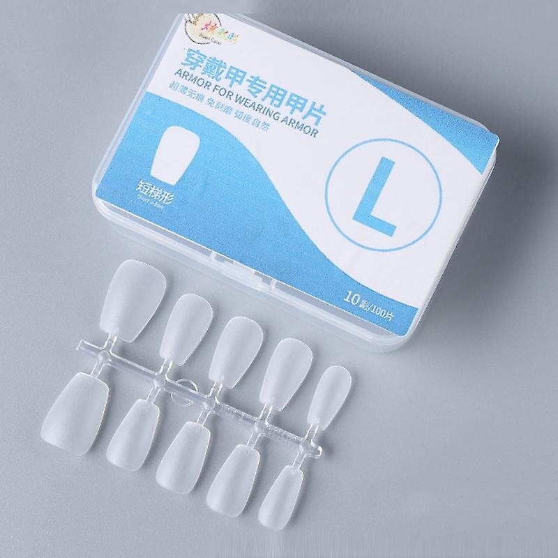 10pairs Of 100pcs/Box False Nails Tip Short Trapezoid L