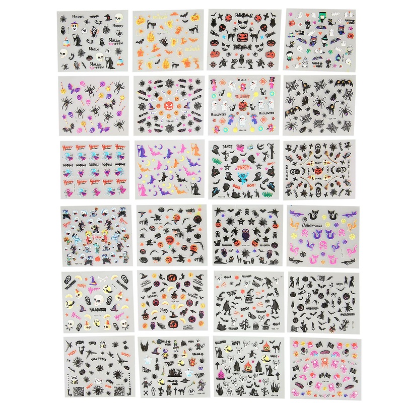 24 pcs Halloween Nail Art Stickers Self-Adhesive DIY Nail Art Decals Manicure Decorations, nail supplies.