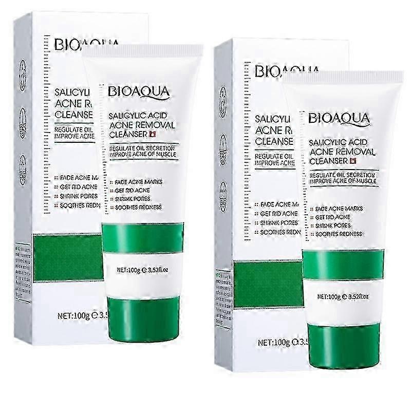 2pcs Salicylic Acid Facial Cleanser Acne Treatment Moisturizing Oil Control skincare Face Wash Foam Face Cleanser