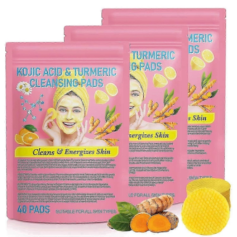 3X Turmeric Cleansing Pads Gentle Skin Care Daily Cleansing Exfoliation, Happy H