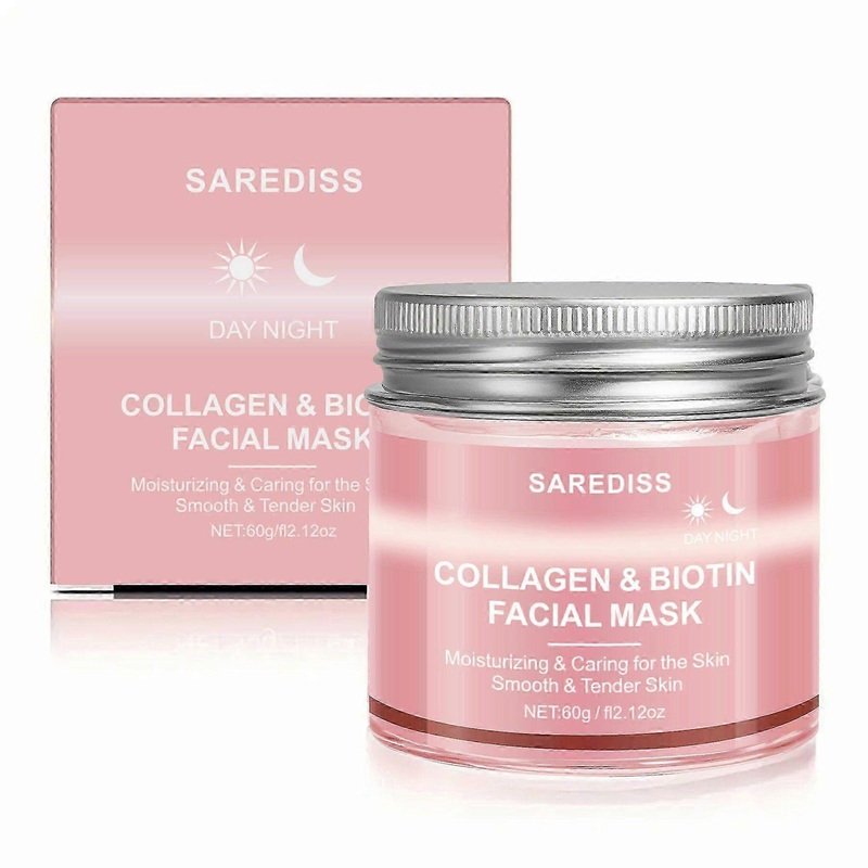 Collagen Biotin Face Mask with Aloe & Centella - 50g Overnight Hydrating Mask for Smooth, Elastic Skin, Wash-Free, Day & Night Use